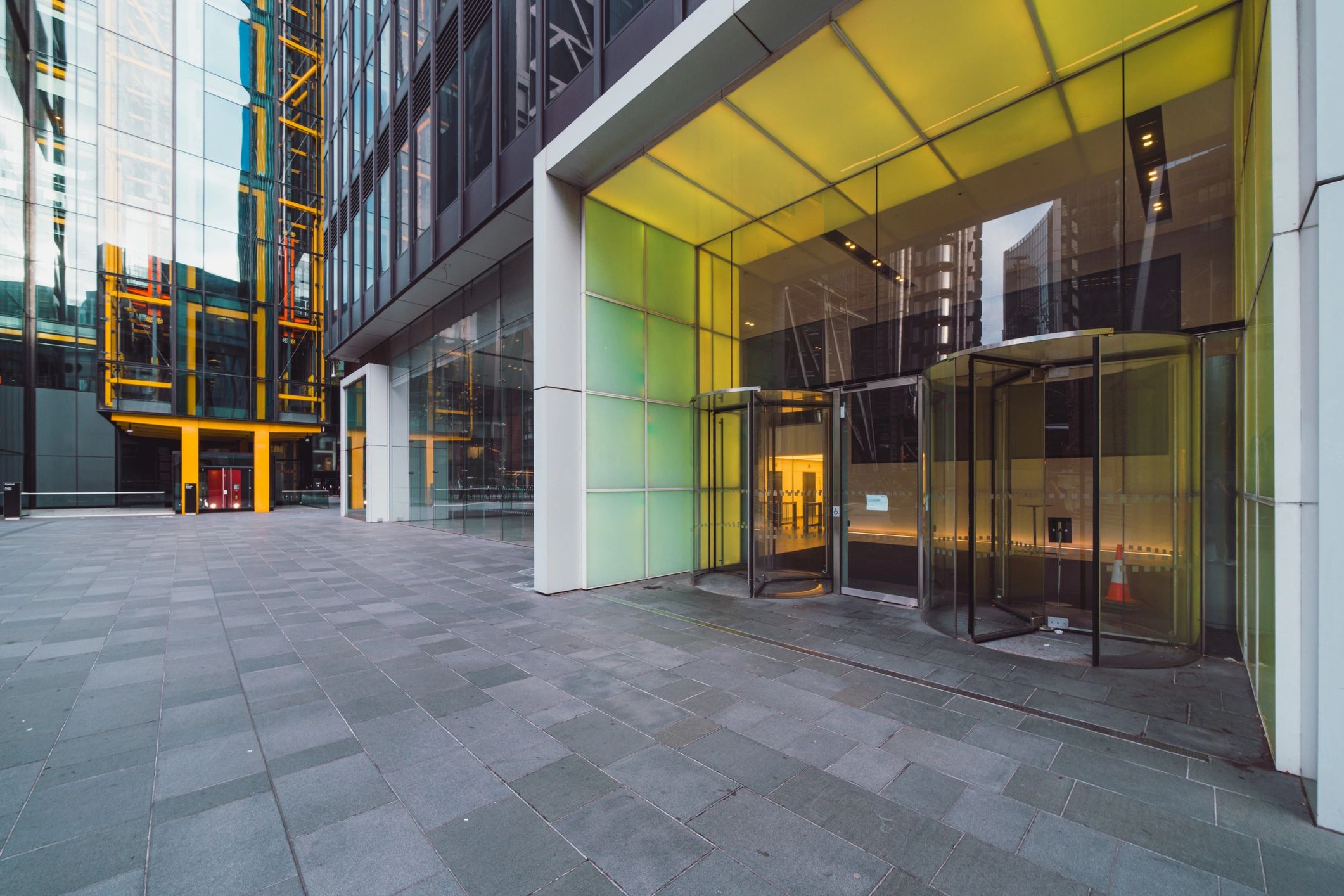 Modern office building entrance