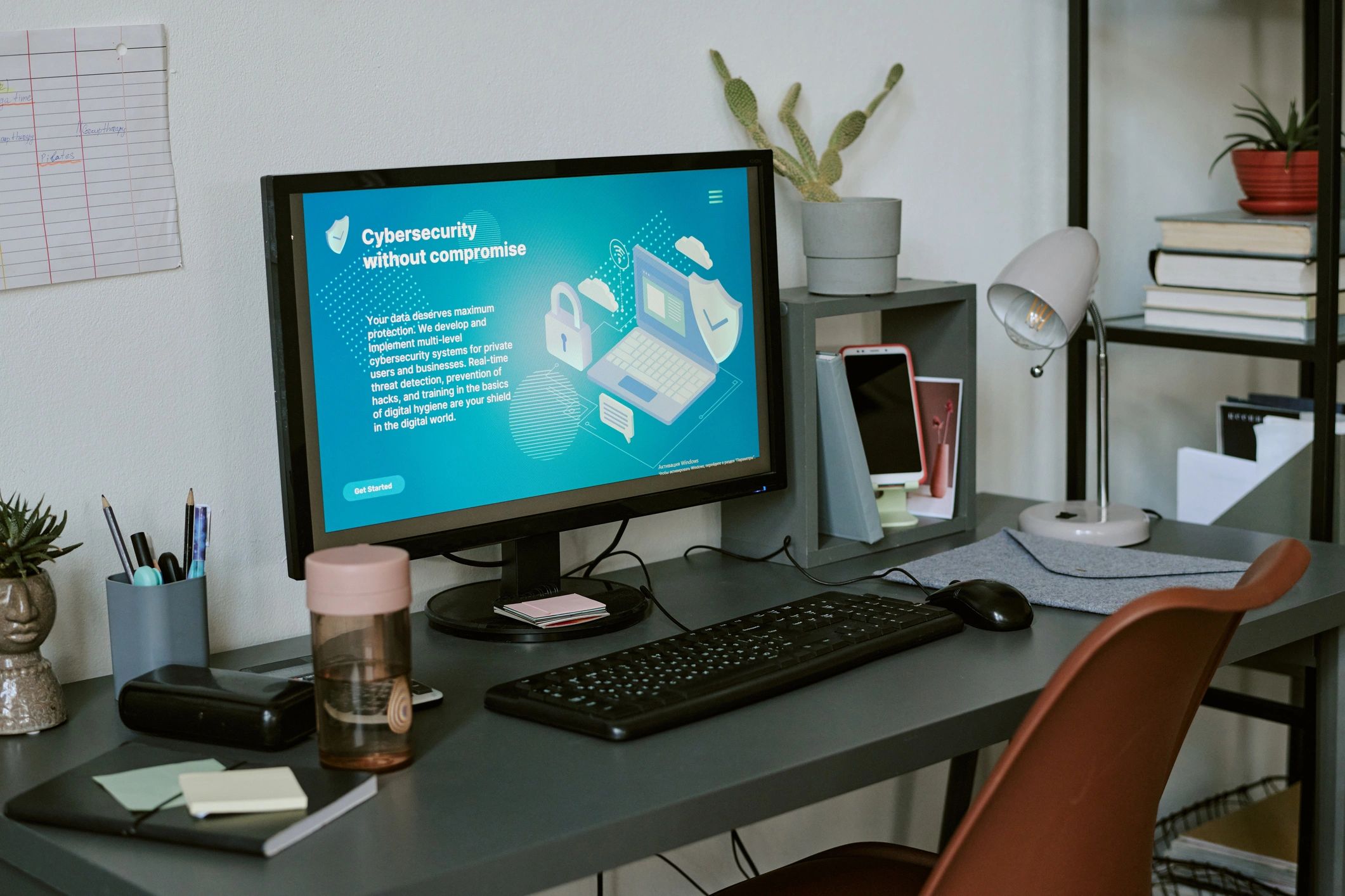 Security monitoring workstation in office