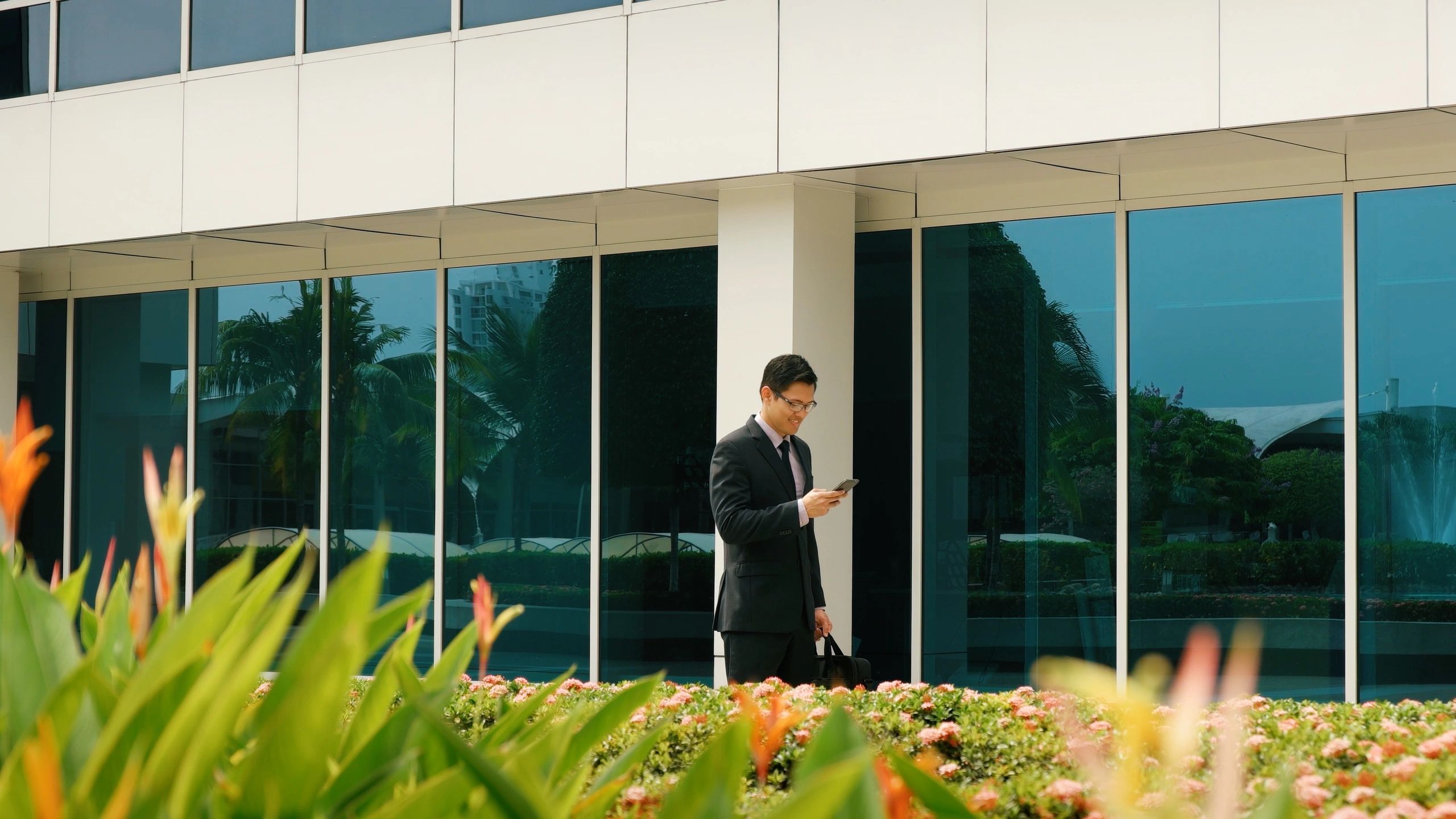 Professional security presence at a commercial building